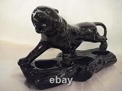 Rare Black Panther Planter Pottery Boninger 1960s Figurine Statue Céramique 3 Hole