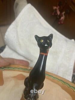 Rare Noritake Art Deco Wink Black Cat Orange Luster Plaque De Service À La Main Cntr