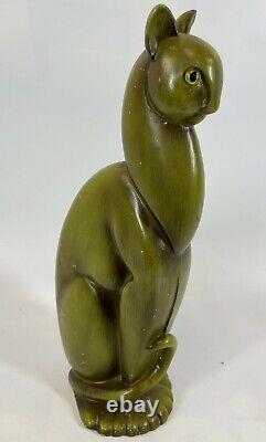 Rare Royal Haeger Vintage 616 Poterie Art Déco 15.5 Winking Cat Statue Lire