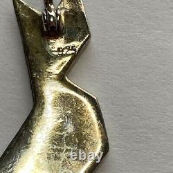 Rare Vintage Art Déco Origami Sterling Cat Brooch/pin