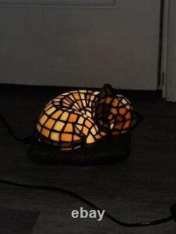 Rare Widdop Bingham Sleeping Cat Lampe De Table En Verre Mosaïque