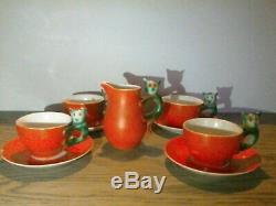 Rarissime Bock Set Original Vintage Tea Beyer Art Déco Coupes Cat Et Soucoupes