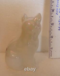 ++ Regardez la figurine en verre de Fenton avec un chat floral peint à la main et signé ++