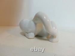 Rosenthal Allemagne Porcelaine Décorative Crouching Chat Blanc Figurine Par T Karner