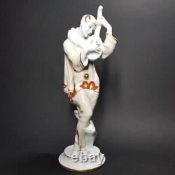 Rosenthal Art Deco Porcelaine Statue De Max Valentin Pierrot Avec Chat Des Années 1930