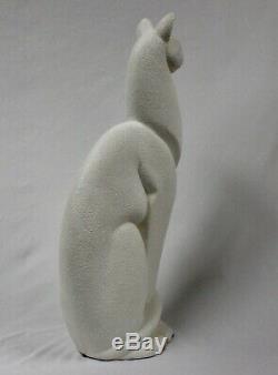 Royal Haeger 21h Blanc Sculpture Cat Clins D'œil. Oeil De Verre. Poinçonnés. Purrrfect