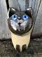 Schaer Cat Australian Pottery Blue Eyes Siamois Grande Taille 15cm De Haut