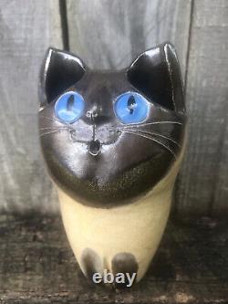 Schaer Cat Australien Pottery Blue Yeux Siamese Grande Taille 15cm Tall