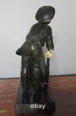 Sculpture Art Déco antique français GEORGES MAXIM du chat c. 1920 Marque de fonderie