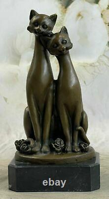 Sculpture En Bronze Artisanale Vente Cat Two Deco Art Cats Base On Signed Cat Art