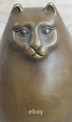 Sculpture En Bronze Par Botero Cat Gato Feline Animal Art Deco Statue Artwork
