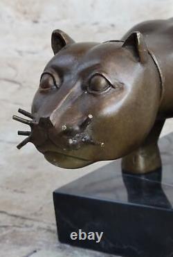 Sculpture En Bronze Par Botero Cat Gato Feline Animaux De Compagnie Art Deco Statue Figure Nr