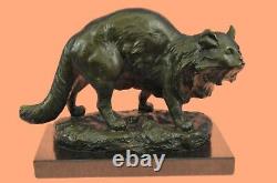 Sculpture En Bronze Par Jonchery Cat Gato Feline Pet Animal Art Déco Statue Figurine