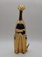 Sculpture Figurine Cubiste Art Déco En Céramique Dorée Vintage Jaru Chat Mcm 12