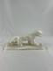 Sculpture Figurine De Jaguar Couguar En Onyx Blanc Alabastre Vtg État Excellent