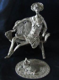 Sculpture de Don Drumm : Figurine Brutaliste et/ou Moderniste MCM en 3 pièces : Chat Flapper