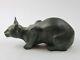 Sculpture De Chat Accroupi En Bronze Patiné Vintage Maitland Smith