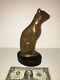 Sculpture De Chat En Bronze Moderne Du Milieu Du Siècle, Signée Floyd Dewitt, 21,5 Cm De Hauteur