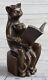 Sculpture De Jardin En Bronze De Chat Lisant Un Livre Avec Des Lunettes, Décor Art Déco à Prix Avantageux