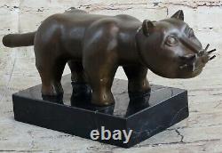 Sculpture en bronze de Botero Chat Gato Feline Animal de compagnie Art Déco Statue Figurine