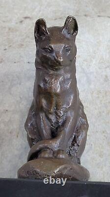 Sculpture en bronze de Milo Chat Gato Félin Animal de Compagnie Statue Art Déco Vente aux Enchères NR