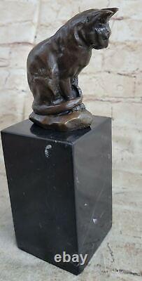 Sculpture en bronze de Milo Chat Gato Félin Animal de compagnie Art Déco Statue Figurine Art