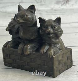 Sculpture en bronze de la famille de chats, statue, figurine, statue d'art déco, affaire de coulée à chaud