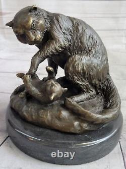 Sculpture en bronze de mère chat Art Déco Statue Figurine Figure Décor Offre en cire perdue