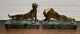 Sculpture En Bronze Et Marbre D'une Paire D'antiques Lions Art Déco Waldmann