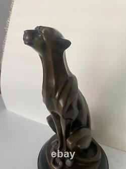 Sculpture en bronze léopard panthère cougar lion - figure en cire perdue art déco
