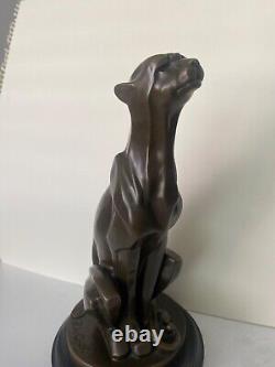 Sculpture en bronze léopard panthère cougar lion - figure en cire perdue art déco