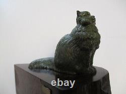 Sculpture en bronze moderniste vintage Schlappi Kitty Kitten Cat des années 1970