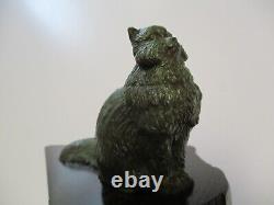 Sculpture en bronze moderniste vintage Schlappi Kitty Kitten Cat des années 1970
