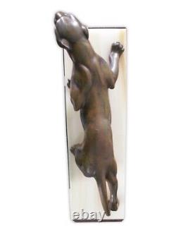 Sculpture en métal patiné en bronze Art Déco panthère par Guy Debe