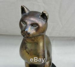Signé H. Huber Clark Mish Art Painted Bronze Bookends Égyptien Deco Seated Cats