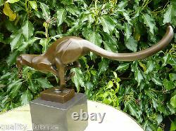 Sprinting Cheetah, Statue De Bronze Pur Animal Figurine Cat Chaud Cast Sculpture