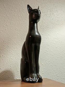 Statue De Chat En Bronze Réveil Égyptien, Art Déco, Mi-siècle, Millésime, Signé