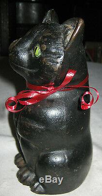 Statue De Chat Noir Antique Antique Butée De Porte Sculpture De Bureau À Domicile De 7 Lb