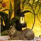 Statue De Chat En Résine Avec Lanterne Solaire, Lanterne Accrocheuse (or)
