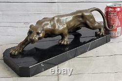 Statue de guépard en bronze Art Déco Barye Grand félin léopard panthère lion jaguar