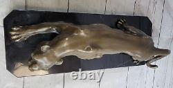 Statue de guépard en bronze Art Déco Barye Gros chat léopard félin panthère jaguar à vendre