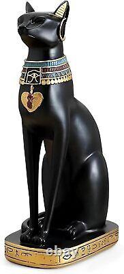 Statue de la déesse chat égyptienne Bastet noire de 12 pouces de haut