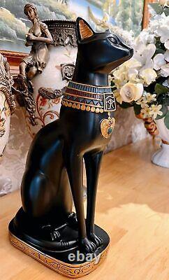 Statue de la déesse chat égyptienne Bastet noire de 12 pouces de haut