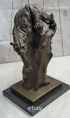 Statue de léopard en bronze foncé Art Déco pour la décoration de lion panthère féline