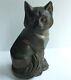 Statue De Serre-livres En Forme De Chat En Métal Moulé Cubiste C.m.w. Antique Vtg 1929 Style Art Déco
