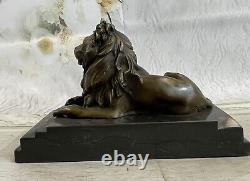 Statue en bronze de lion mâle rugissant de 10, cadeau de décoration pour safari jungle.