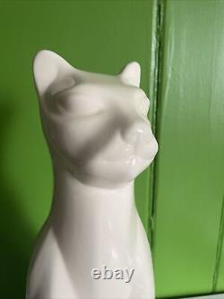 Statue figurine de chat en céramique blanche moderne Art Déco vintage de 16 pouces de hauteur