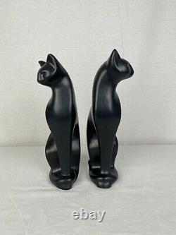 Statues De Chat Noir De Poterie Sculpturale Art Déco Du Milieu Du Siècle