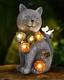 Statues De Jardin Solaires, Figurines De Chat, Succulent, Fleur, Papillon Gris