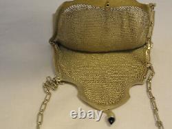 Sterling Silver Mesh Chain Purse Evening Hand Bag Avec Photo Chat Ornate Zc2-29